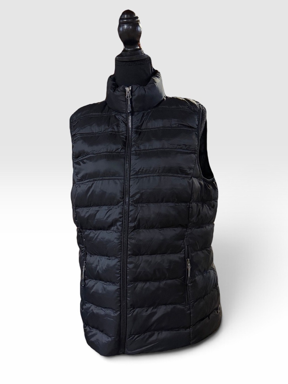 32 Degrees Heat Women's Black Quilted Puffer Vest Stand Collar Large